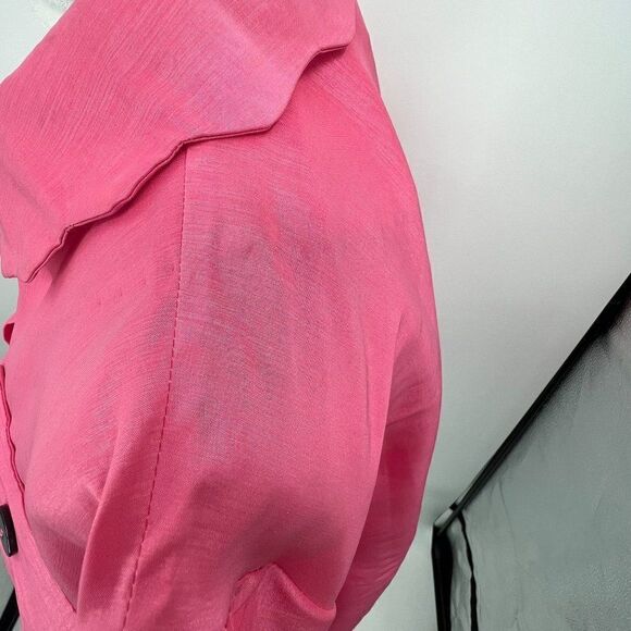 Kika Vargas L Pink Shimmer Scallop Pocket Jacket - Picture 4 of 16
